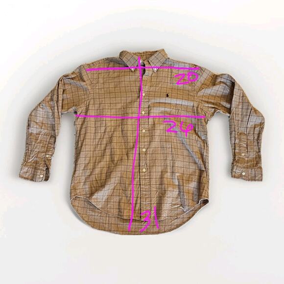 Ralph Lauren men’s‎ button down Flannel shirt Classic fit size XLARGE Tan Brown - Picture 6 of 9